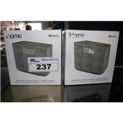 2 IHOME DUAL ALARM CLOCK RADIO + USB CHARGING BLUETOOTH SPEAKERS