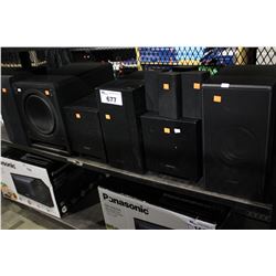 KLIPSCH SW-110 SUBWOOFER, LG SUBWOOFER, 2 SAMSUNG SUBWOOFERS, AND 2 MAGNAVOX SUBWOOFERS WITH 4