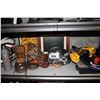 Image 2 : SHELF OF HOME ITEMS INCLUDING BOOTS, HELMETS, POWER TOOLS, AND MORE