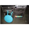 Image 2 : PAIR OF FOLDING PATIO CHAIRS AND BLUE FOLDING PATIO TABLE