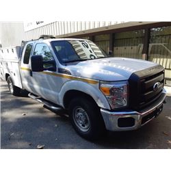 2011 FORD F250, CREWCAB, WHITE, GAS, AUTOMATIC, VIN#1FT7X2A63BEC55708, 96,518KMS, RD,TH,TW,AC, HAS