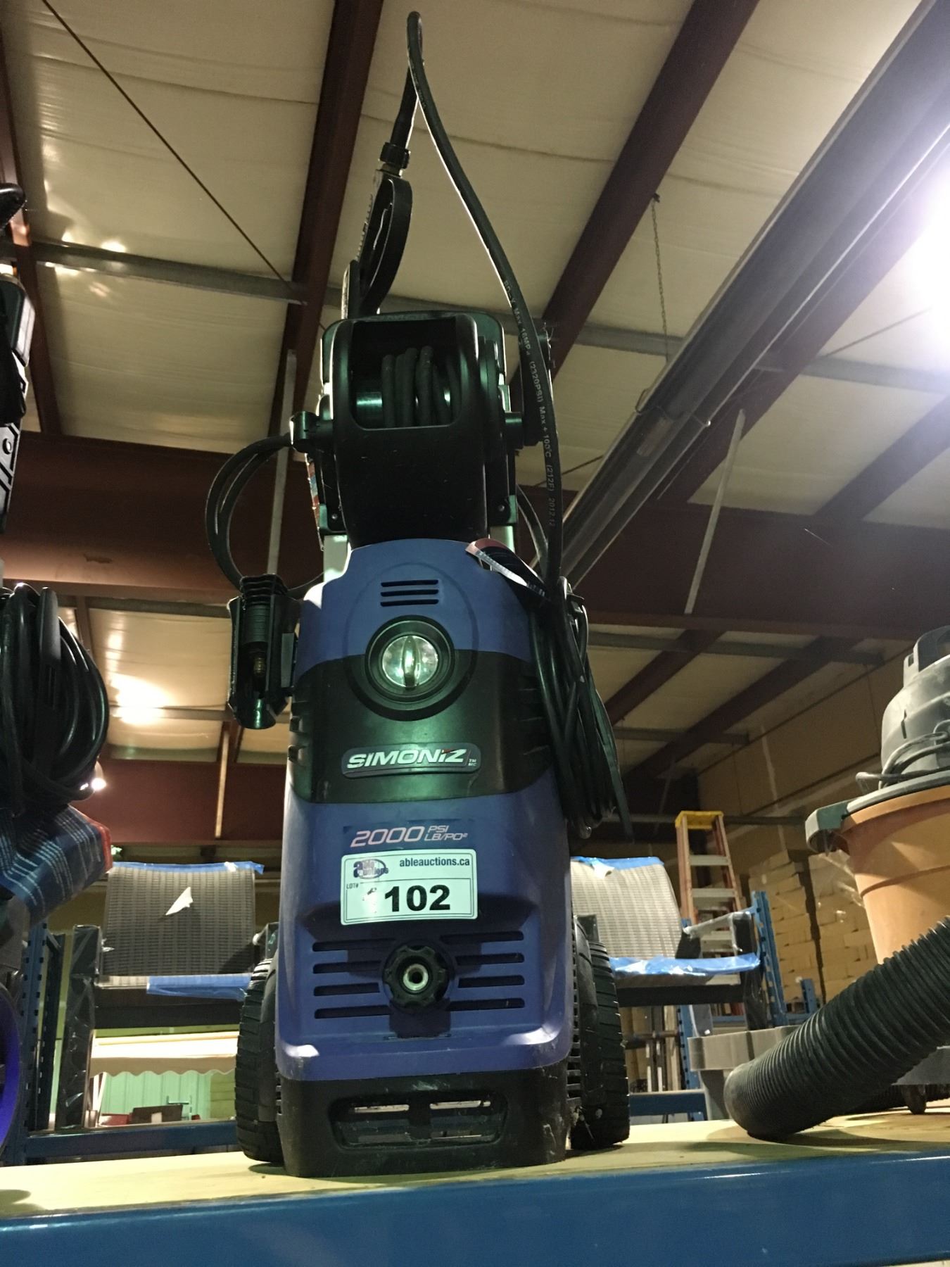 SIMONIZ 2000 PSI ELECTRIC PRESSURE WASHER WITH WAND AND HOSE Able Auctions SIMONIZ 2000 PSI ELECTRIC PRESSURE WASHER WITH WAND AND HOSE Able Auctions