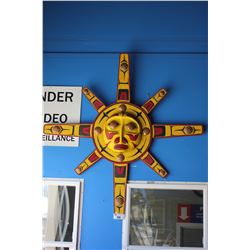 BC FIRST NATIONS HAND PAINTED CARVED CEDAR SUN MASK