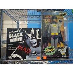 MAD BATMAN BLACK & WHITE STATUE AND BATMAN CLASSIC TV SERIES PINK LABEL BARBIE