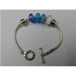 STERLING SILVER CHAMILIA CHARM BRACELET WITH CHARMS