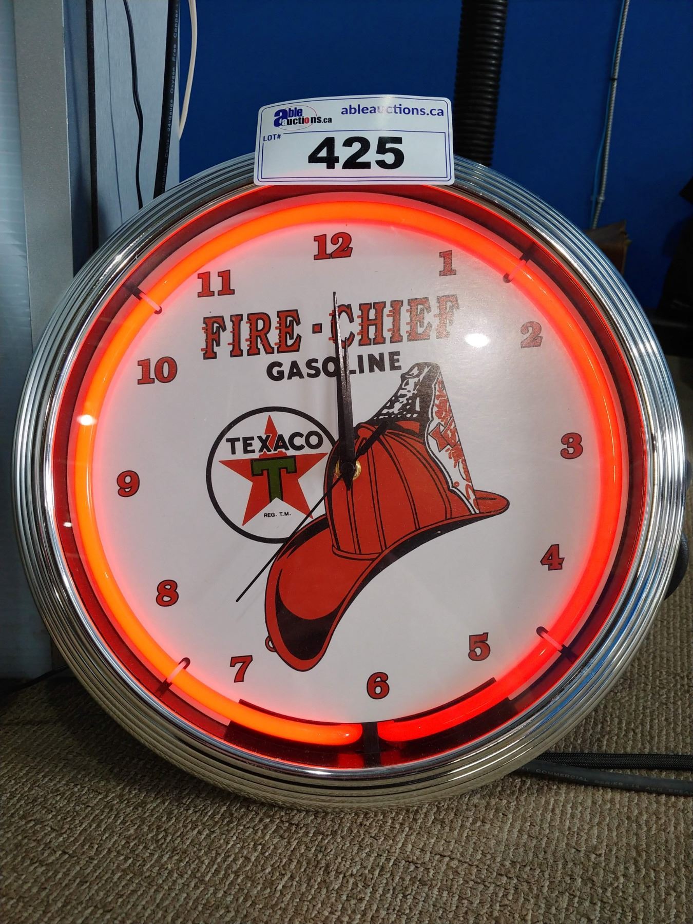 Texaco Gasoline Fire Chief Neon Wall Clock Texaco Gasoline Fire Chief Neon Wall Clock