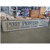 Image 1 : 10' PERRY PRINTERS "PRINTING BINDING BOOKS ... NEWSPAPERS FROM THE EAST" WOOD SIGN