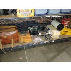 SHELF OF VINTAGE CAMERAS / EQUIPMENT INCLUDING KODAK, SONY, MEYER AND MORE