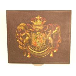 A painted armorial panel, depicting the coat of arms of the Marquess of Hastings, 22.5ins x 18ins  