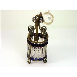 A ceiling-pendant glass lustre light fitting, composed of red, clear and blue lustre drops pendant f