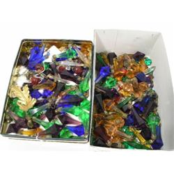 A large collection of 19th and early 20th century coloured cut glass lustre drops, including cobalt 