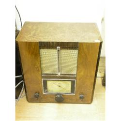 A 1930's GEC Model BC3754 walnut radio, with rectangular glass tuning display panel and chrome plate
