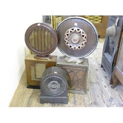 A collection of five various 1920's table loudspeakers, including a circular B.t.h. Bakelite model a