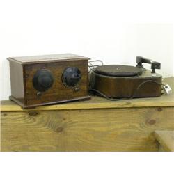 A 'Goblin' walnut cased radio, produced by the British Vacuum Cleaner and Eng. Co. Ltd, and two othe