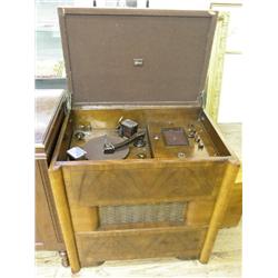 A 1930's Marconi Model 367 console radiogram, with autochanger in walnut cabinet with streamlined sp