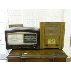 A Utility wartime civilian receiver radio, and a Cossor 'Melody Maker' brown Bakelite radio  
