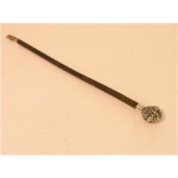 A novelty plated walking stick handle, in the form of a walnut with silver mount, (shaft broken)  