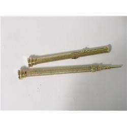 An S. Mordan & Co propelling pencil, with gilt metal finish and another similar, both with seal stam