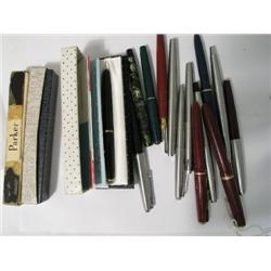 A Parker Maxima fountain pen, with burgundy finish and gold chevron cap ring and arrow clip, and fif