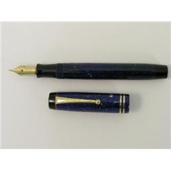 A 1930's Parker Duofold Senior fountain pen, with flecked Lapis finish and two gold ring and clip ca
