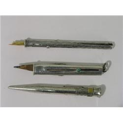 An S. Mordan & Co silver combination dip pen, incorporating a propelling pencil and penknife with st