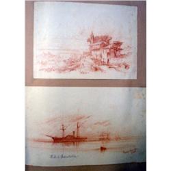  Thomas Liddoll  early Victorian album of sketches,  Studies of shipping and views of the Meditteran