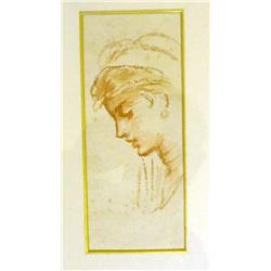  Louisa, Marchioness of Waterford  watercolour,  Head of a girl,  7 x 3 ins.   