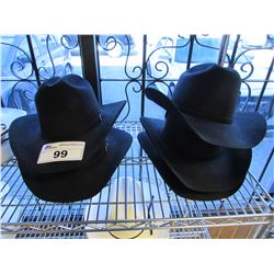 5 BLACK FELT COWBOY HATS ASSORTED SIZES