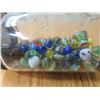 Image 4 : MARBLES (CATS EYE, SOLIDS, ETC IN KERR WIDE MOUTH MASON JAR) *PAT. 1915*