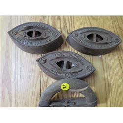 LOT OF 3 FLAT IRONS 1,2,3, (TAYLOR FORBES) *W/BROKEN HANDLE*