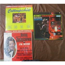 LOT OF 3 SASKATCHEWAN LP ALBUMS (COTTON PICKERS, JIM MUNROE, KING CANAM) *IN SLEEVES W/PLASTIC*