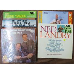 LOT OF 5 LP ALBUMS (LAWRENCE WELK, NED LANDRY, RHYTHM PALS, WALTER OSTENIUK & FRANKIE YANKOVIC)