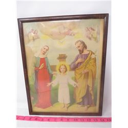 RELIGIOUS PICTURE (WOOD & GLASS FRAME) *VINTAGE*