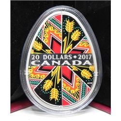 2017 $20 DOLLAR SILVER COIN (TRADITIONAL PYSANKA) * 2017 RETAIL $200)