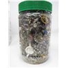 Image 8 : 2 JARS MISC. (SPARKLE, ETC.) & GLASS INSULATORS (QTY 5) *3 DOMINION, 2 HEMINGRAY, 1 BLUE 1 CHIPPED A