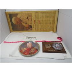 POPE JOHN PAUL II MEMORBILLIA (CALENDAR, PLATE, PLAQUE