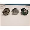 Image 1 : 3 FISHING REELS (GREEN HORNET #2200, PFLUEGER SUMMIT #1993L [BAKE LIGHT HANDLES] & PFLUEGER SKILKSAT