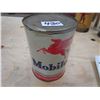 Image 1 : OIL TIN *FULL* (MOBILOIL) *SOME DENTS* (1 QT)