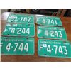 Image 1 : LOT OF 6 LICENCE PLATES (1969) *LOW DIGIT SASKATCHEWAN*