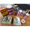 Image 1 : LOT OF 9 ASSORTED TINS (BAKING POWDER, LARD, TOFFEE, ETC…)