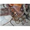 Image 2 : LOT OF 4 (SADDLE, 2 BRIDLES, HALTER, LARIATE) *SOLD AS IS - NO STIRRUPS*