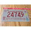 Image 1 : TURKS/CAICOS ISLAND  LICENCE PLATE & FOREIGN WHITE LICENCE PLATE