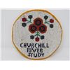Image 1 : PENDANT (LEATHER BOUND W/NATIVE CRAFT BEADING) *COMMEMORATING CHURCHILL  RIVER STUDY 1970s* (6" DIAM