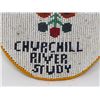 Image 3 : PENDANT (LEATHER BOUND W/NATIVE CRAFT BEADING) *COMMEMORATING CHURCHILL  RIVER STUDY 1970s* (6" DIAM