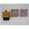 Image 1 : TRIVET & BOTTLE (IMARI & AVON) *TILE TRIVETS, SCHOOL DESK PERFUME BOTTLE)