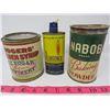 Image 1 : LOT OF 3 TINS (ROGER'S SYRUP - 2LBS, NABOB BAKING POWDER, RONSONOL LIGHTER FUEL)
