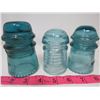Image 3 : LOT OF 6 PORCELAIN INSULATORS (HEMINGRAY) *#16 2X CLEAR & NICE BLUE COLORS*