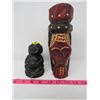 Image 1 : LOT OF 2 FIGURES (SMALL BLACK BUDDA, JAMAICA WOOD FIGURE) *CRACKED*