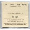Image 3 : 1991 CNDN 25 CENT PC (ICCS CERTIFIED)