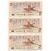 Image 2 : LOT OF 3 1986 CNDN 2 DOLLAR NOTES